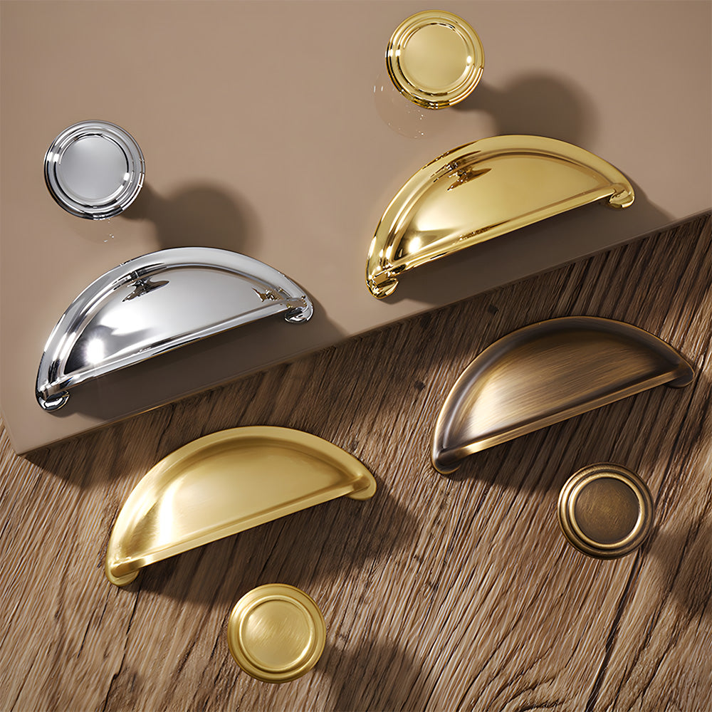 Vintage Shell Solid Brass Cup Handles & Knobs