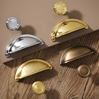 Vintage Shell Solid Brass Cup Handles & Knobs