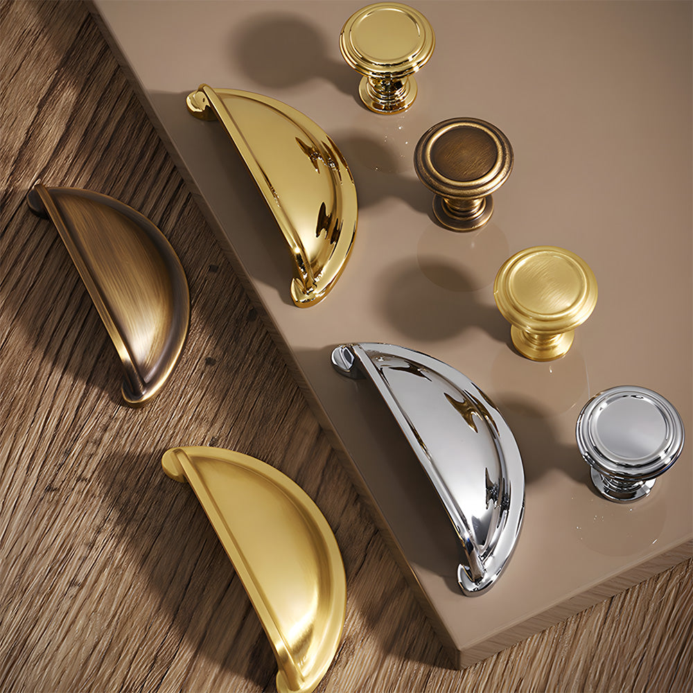 Vintage Shell Solid Brass Cup Handles & Knobs