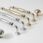 Vintage Tapered Solid Brass Cupboard Handles & Mushroom Knobs