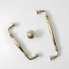 Vintage Tapered Solid Brass Cupboard Handles & Mushroom Knobs