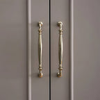 Vintage Tapered Solid Brass Cupboard Handles & Mushroom Knobs