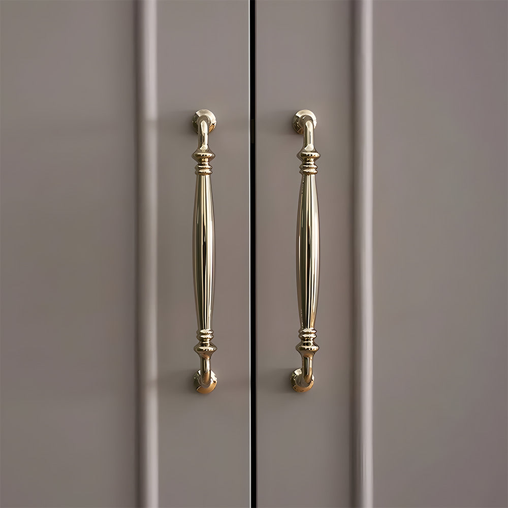 Vintage Tapered Solid Brass Cupboard Handles & Mushroom Knobs