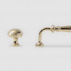 Vintage Tapered Solid Brass Cupboard Handles & Mushroom Knobs