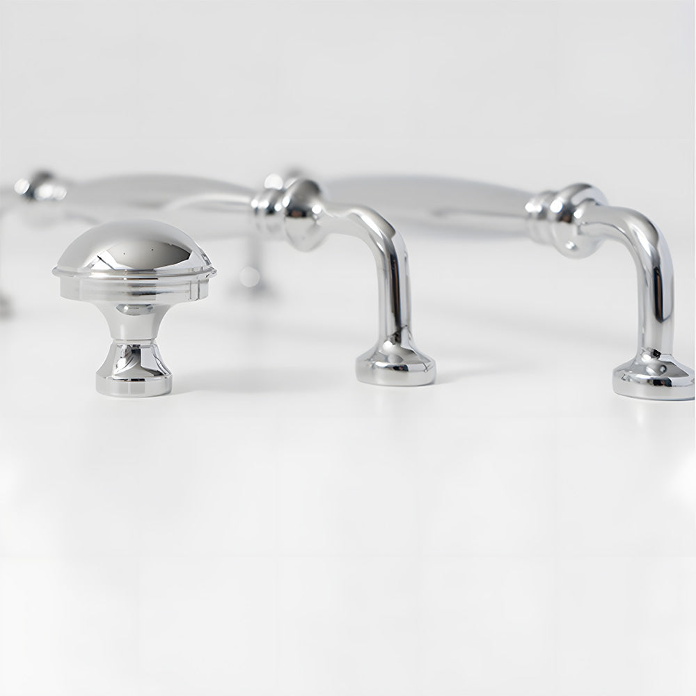 Vintage Tapered Solid Brass Cupboard Handles & Mushroom Knobs