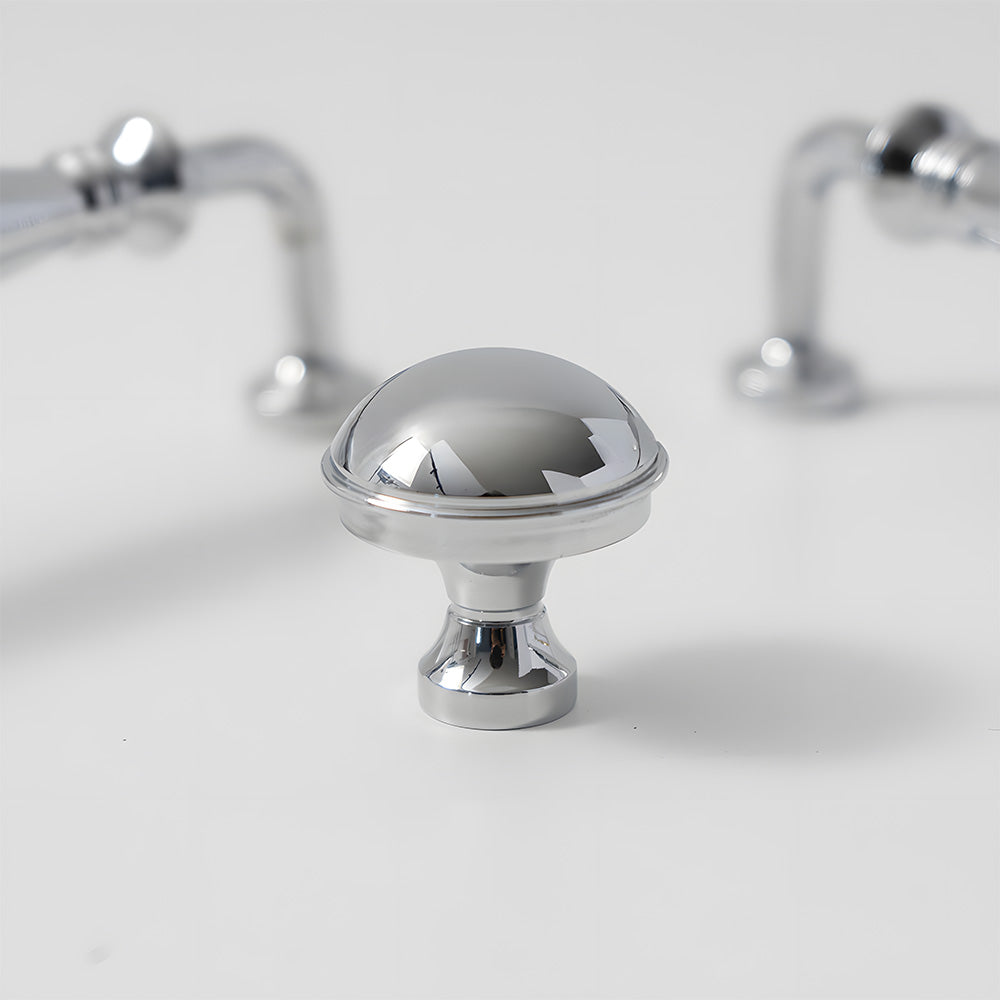 Vintage Tapered Solid Brass Cupboard Handles & Mushroom Knobs